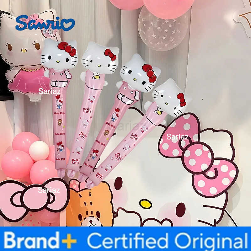 Sanrio 4pcs Hello Kitty Melody Balloon Stick Foil Balloons Set Girl Happy Birthday Party Kawaii Gift Concert Atmosphere Props H251231