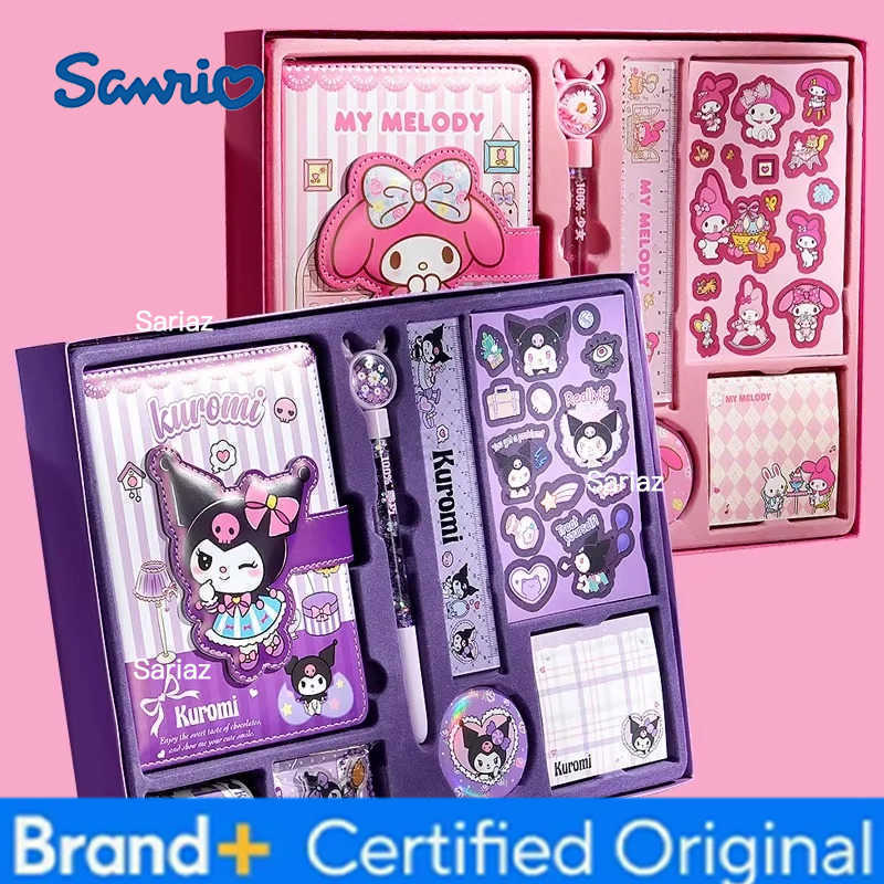 Sanrio Stationery Set My Melody Kuromi Notebook Stickers Gel Pen Ruler sticky note badge Student School Supplies Kids Gift H251231