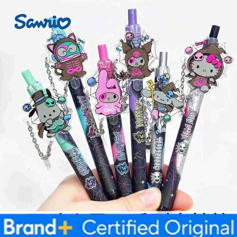 Sanrio 12pcs Kitty Hangyodon Kuromi Melody Press Gel Pen Cute 05mm Black Ink Neutral Pen Student Stationery ChildrenS Gifts H251231