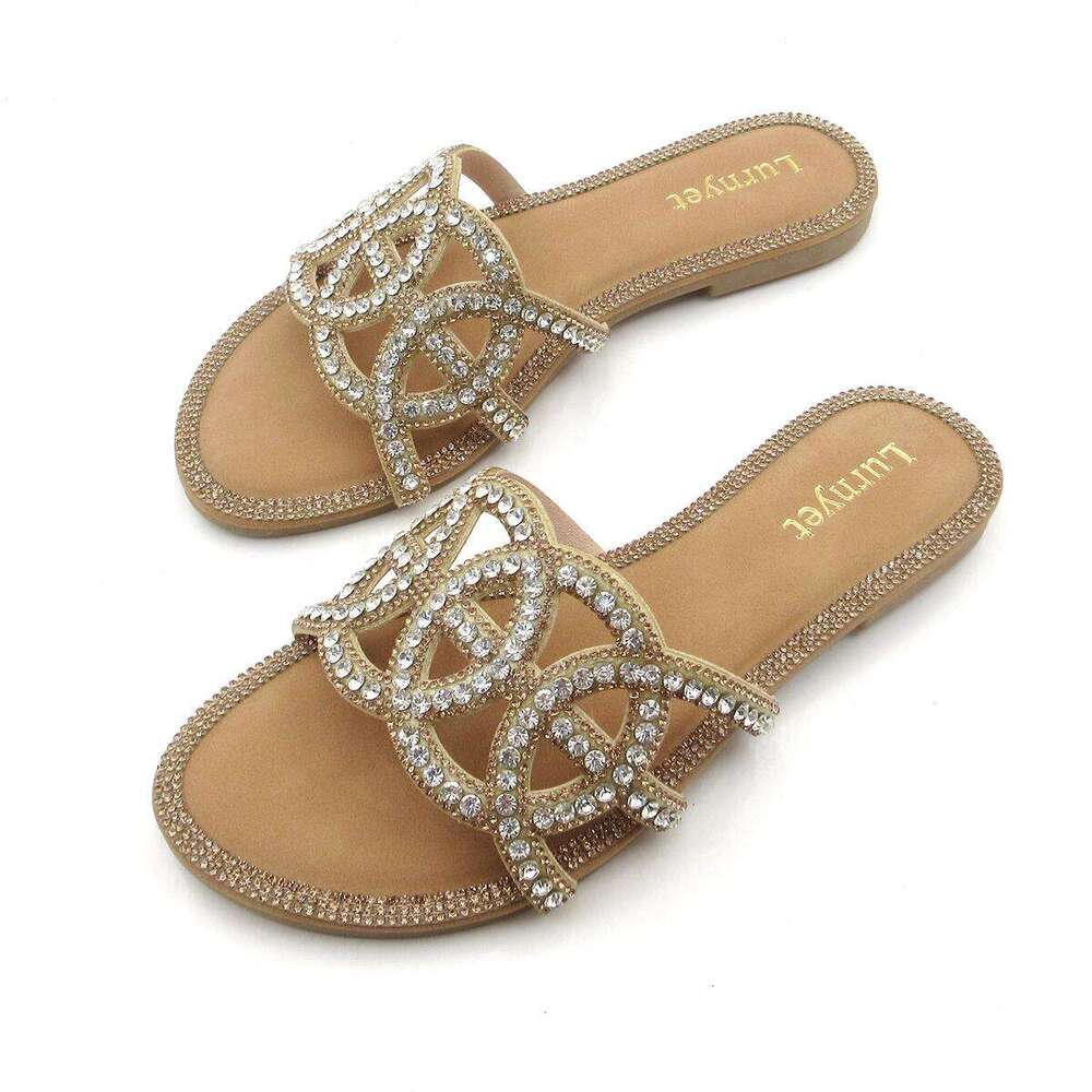 Lurnyet Women's Slide Sandals Decorative Pattern Strap Slippers (HONEY-151/HONEY-152/HONEY-153)
