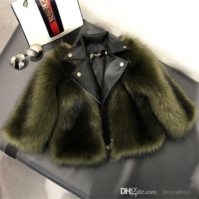 New Winter Kids Clothes Faux Fur Coat Baby Girls Fashion Motorcycle Jacket Long Sleeve Thickened Warm Childrens Coats