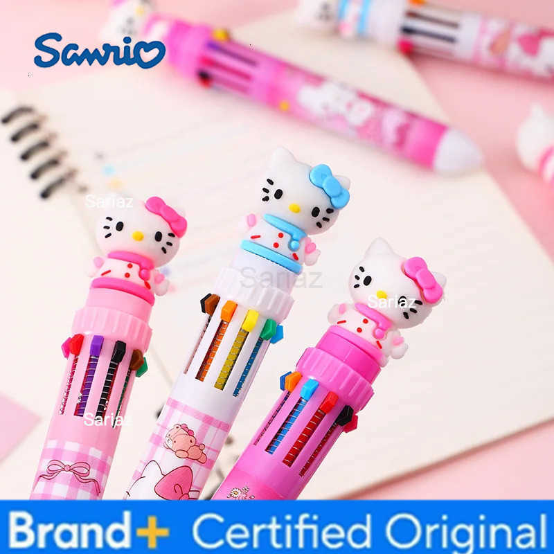Sanrio 6/36pcs Cartoon KT Doll 10 Colors Ballpoint Pen Hello Kitty Cute Gel Pen Student Supplies Stationery Wholesale Gifts H251231