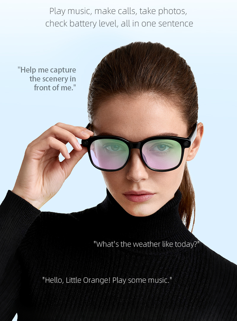 KRETA V52 Smart Glasses with AI Voice Assistant, Bluetooth 5.0, 800W Camera, 25 Language Translation, Real-Time Video Recording