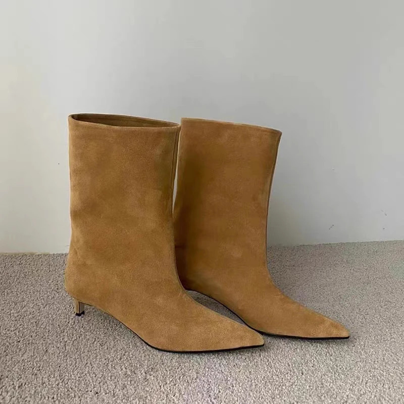 Autumn Winter Pointed Toe Ankle Boots Women Vintage Thin Low Heel Shoes Modern SHort Botas Zapatos De Mujer 251230 - view 4