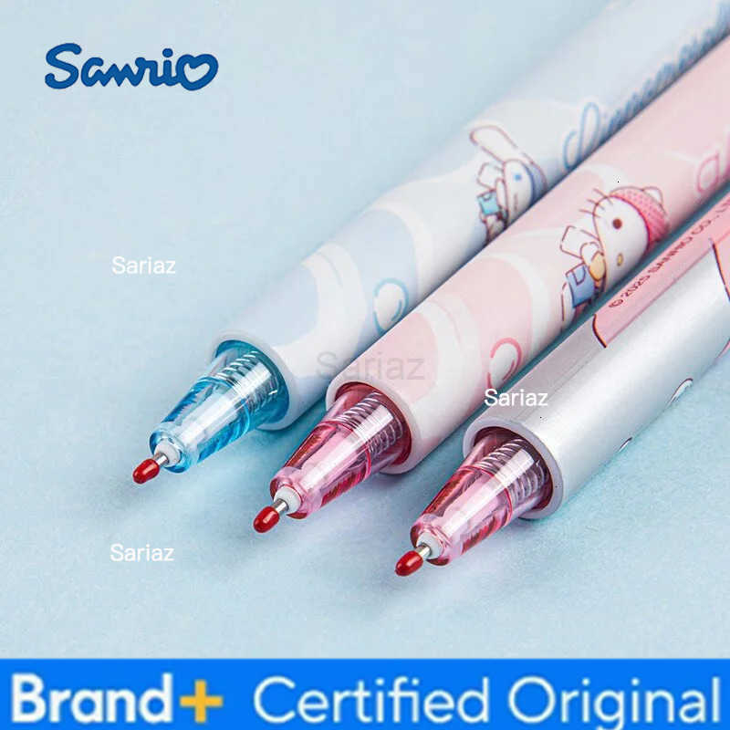 Sanrio 12/24pcs Kawaii Kitty Kuromi Melody Cinnamoroll Press Gel Pen Cute 05mm Blue Ink Neutral Pens Office School Supplies H251231