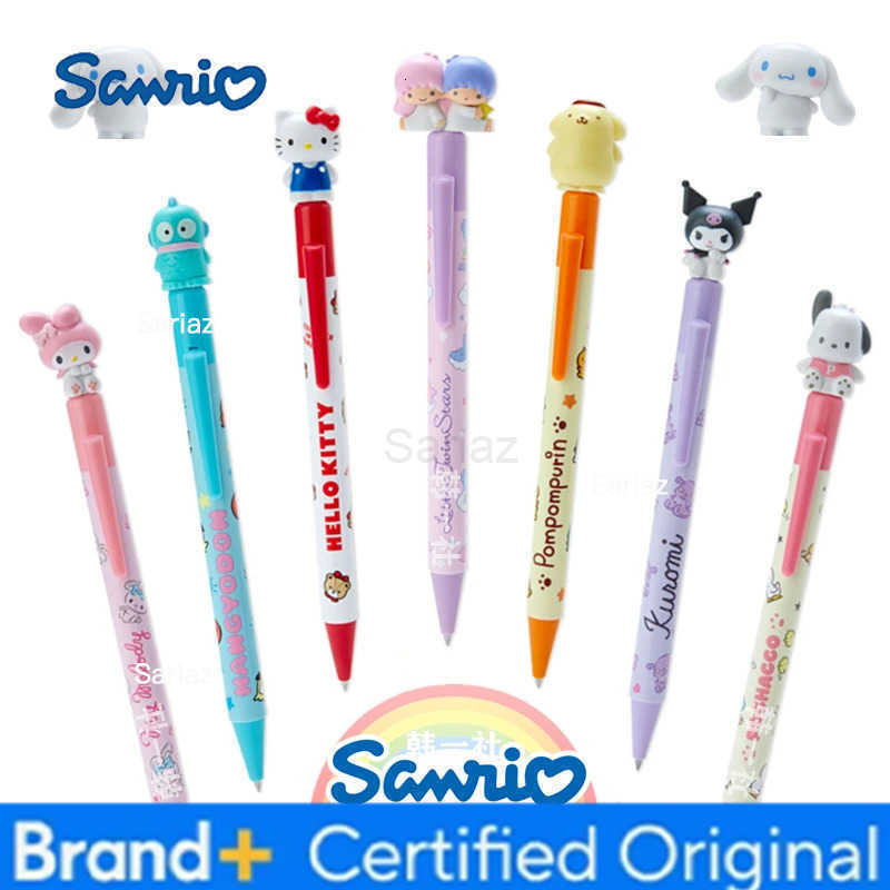 Sanrio Kawaii Anime Cute Black Oil Pen Little Twin Stars Mymelody Cinnamoroll Pochacco Hangyodon Ballpoint Pen Student Gift Toys H251231