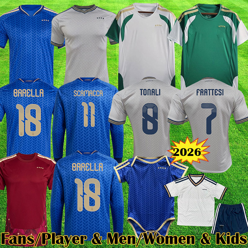 3XL 4XL 2026 ITALYSe soccer JerseyS BARELLA 26 27 DIMARCO 125 Anniversary Special Italian football shirts men kids BARELLA kits uniforms Italia Kit RETEGUI