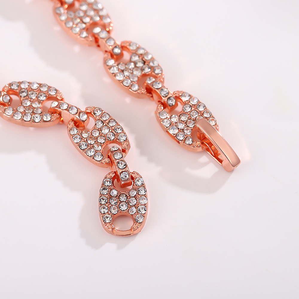 Trendy Personalized Bracelet for Men - Free Shipping Cuban Diamond-Encrusted Solid Pig Nose Chain Street Hip-Hop Niche Accessory