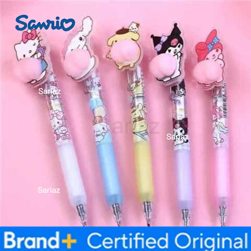 Sanrio new cartoon cute Hello kitty Kuromi My melody Cinnamoroll unisex press pen girls signature decompression butt pen H251231