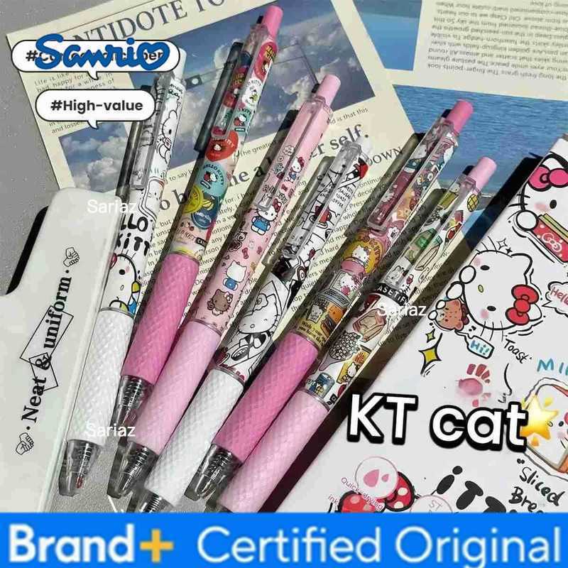 Sanrio 6Pcs/Set New Style Hello Kitty Retractable Gel Pens - 05mm Fine Point Black Ink Smooth Writing Cute Kawaii Stationery for S H2512311