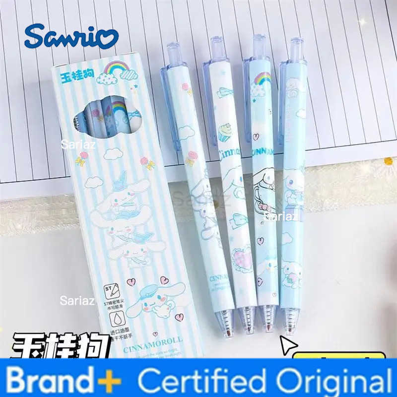 Sanrio 4Pcs Hello Kitty Gel Pen Black Quick Drying Kuromi Cinnamoroll 05Mm Press Ballpoint Pen Student School Stationery Gifts H251231