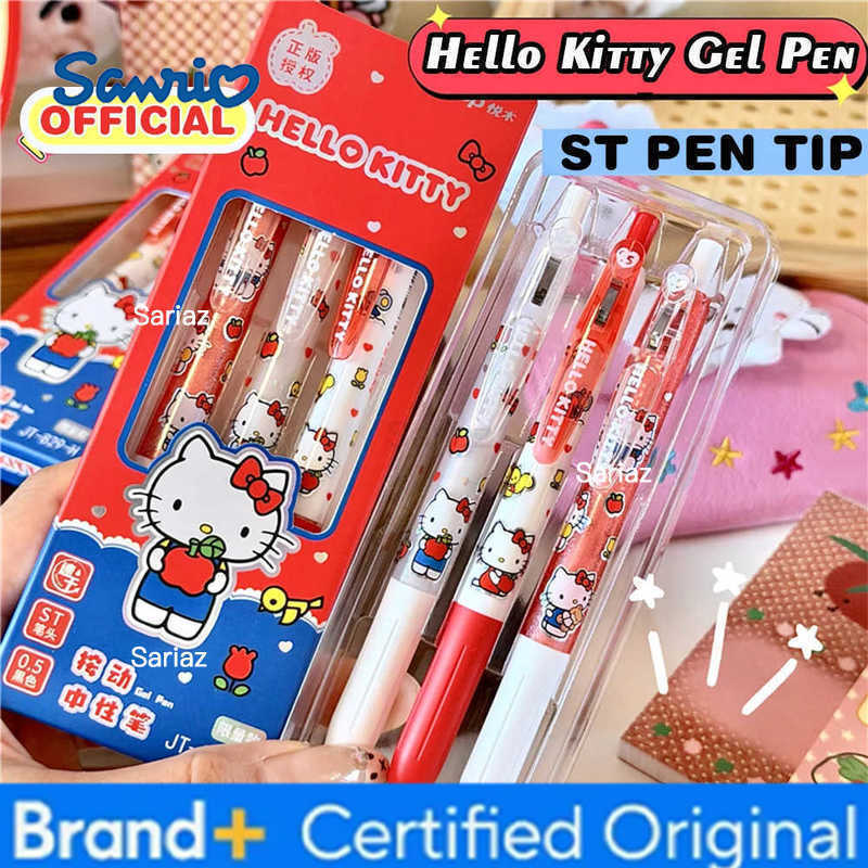 Sanrio Genuine 3Pcs Kawaii 05mm Gel Pens Cute Hello Kitty Cinnamoroll Kuromi Black Pen School Student Stationery Supplies Gifts H251231