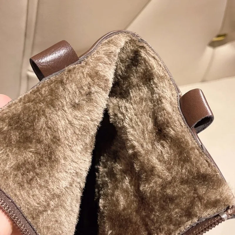 Women Ankle Boots Fashion Female Square Heel Low-Heel Shoes Lady Boots Leather Woman Low-heel Keep Warm Ankle Boots Q109 251230