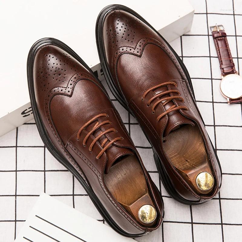 Dress Shoes High Quality Brogues Leather Men Classic Men's Formal Office Wedding For Casual Business