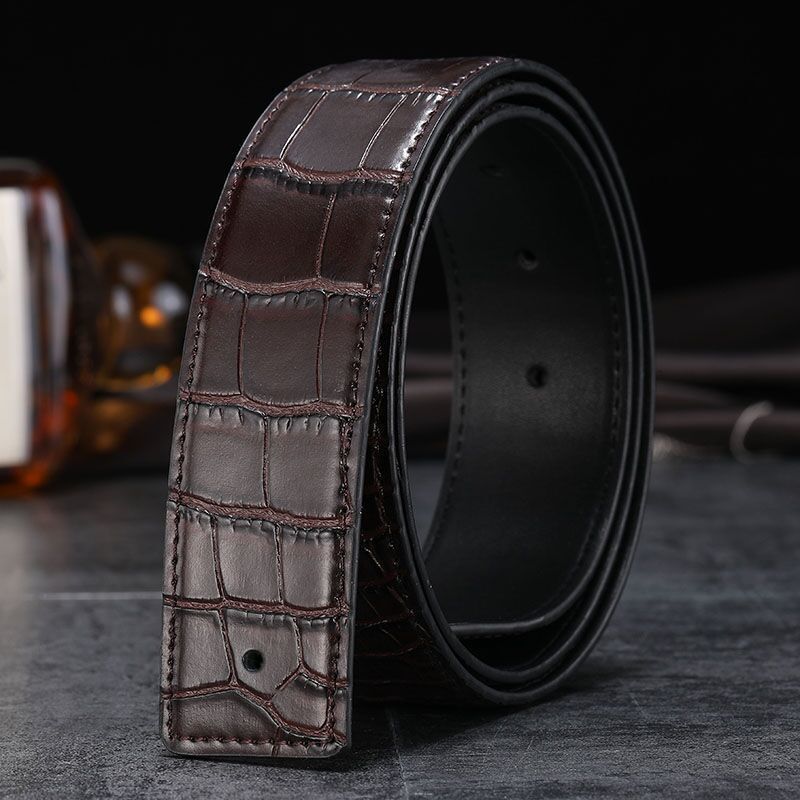 35cm Casual Style Cowskin Genuine Leather Crocodile Belts for Men Automatic Belt without Buckle Mens Red Blue Replacement belt 251110
