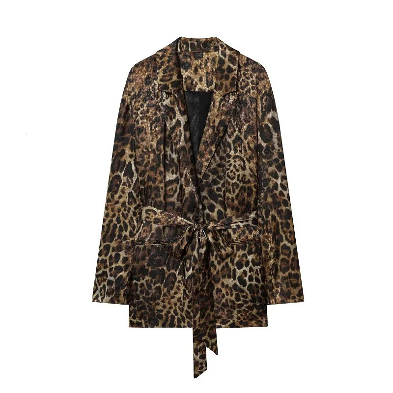 MUJER Leopard Print Blazers Woman Outfit Straight Leg Pants Sets for Women 2 Pieces Jacquard Office Blazer Womens Trouser Suit 251218