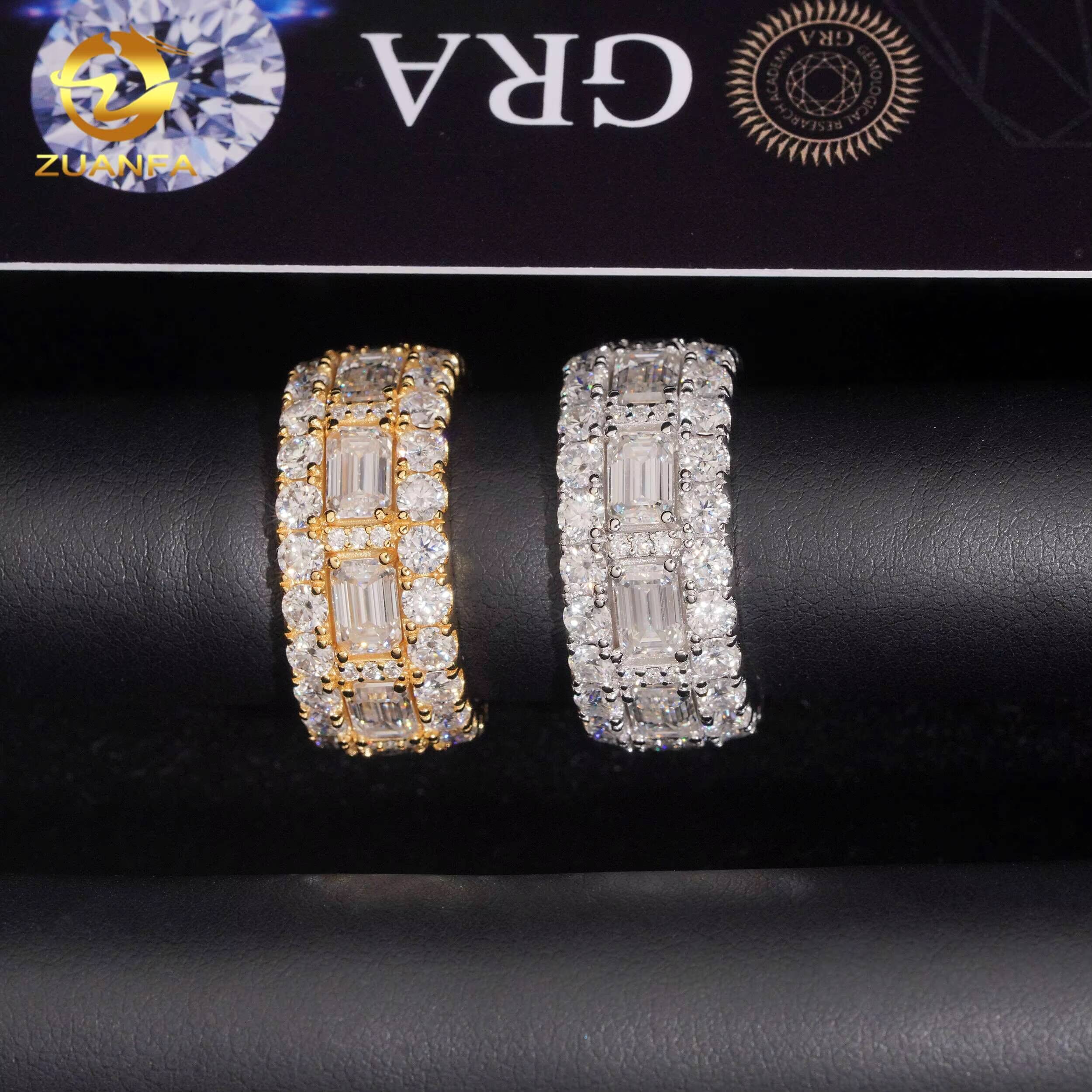 Ready Shipping Moissanite Hip Hop Jewelry 925 Sterling Silver Men Diamond Ring Pass Diamond Tester Iced Out Rapper Ring