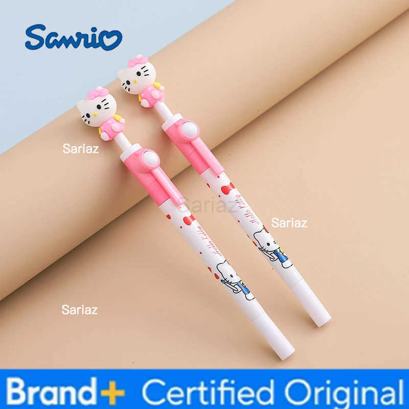 Sanrio New Kawaii Hello Kittys Rotatable Gel Pen Cute Neutral Pen 05mm Cartoon School Office Supplies Students Stationery Gift Refil H251231