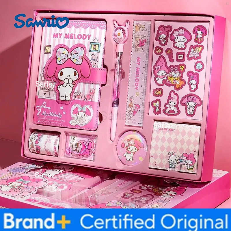 Sanrio Kuromi ledger set My Melody learning stationery gift box cute cartoon children and girls kawaii sticker notebook gift H251231