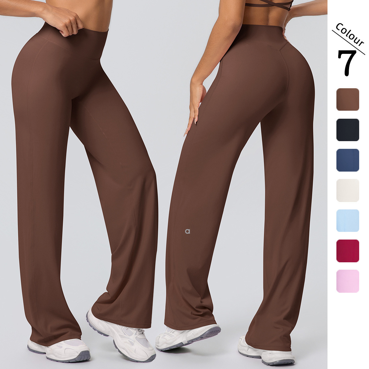 A1682 Women Yoga Pants Solid Color High Waist Loose Breathable Yoga Wide-leg Pants Running Fitness Yoga Flared Pants