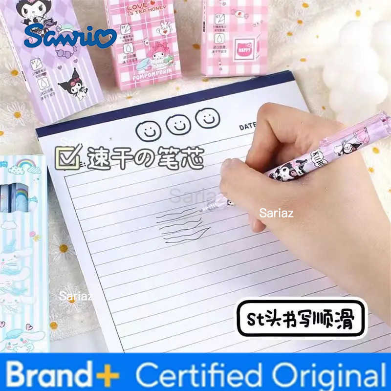 Sanrio 4Pcs Hello Kitty Gel Pen Black Quick Drying Kuromi Cinnamoroll 05Mm Press Ballpoint Pen Student School Stationery Gifts H251231