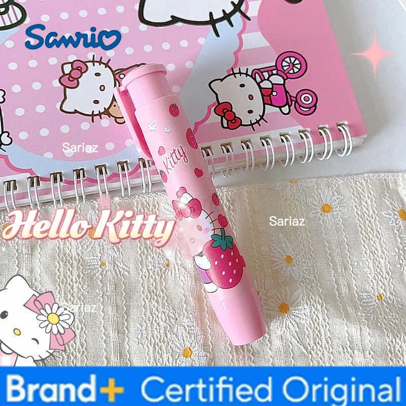 Sanrio Hello Kitty Pushable Erasers Anime Action Figures Kuromi Cinnamoroll My Melody Cartoon Stationery Children Birthday Gifts H251231