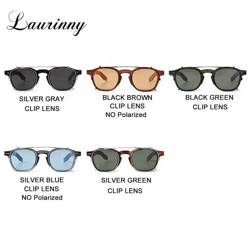 Vintage Rivet Steampunk Clip on Sunglasse Round Removable Flip Up Polarized Lens Shades Men Sun Glasses UV 251230