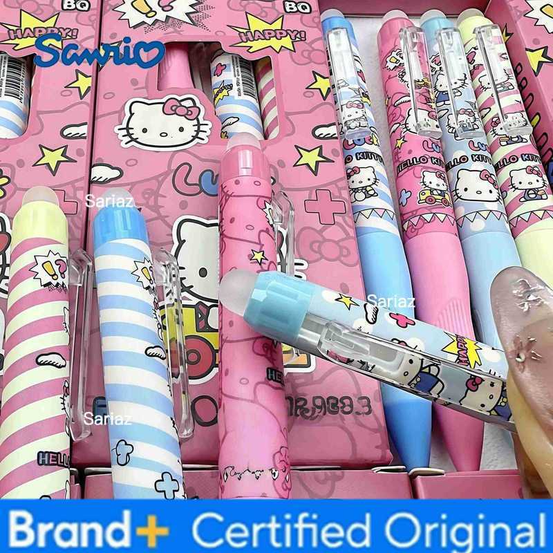 Sanrio Hello Kitty Gel Pen Set 4pcs Erasable 05mm Fine Point Black Ink Cartoon Style Limited Edition Student Office Supplies H251231