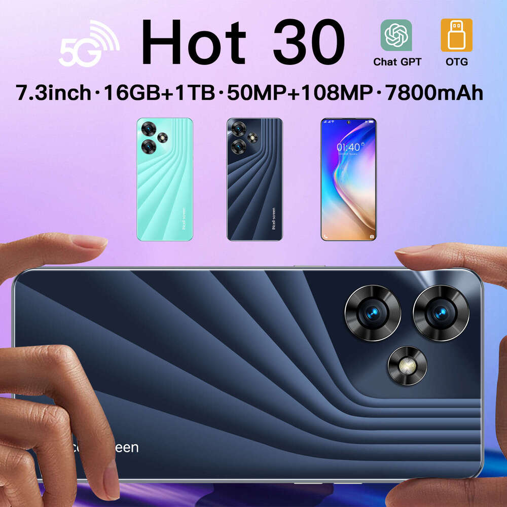 Famous brand cross-border new product Hot 30 Android smartphone 7.3-inch 16+1T phone source factory CKS