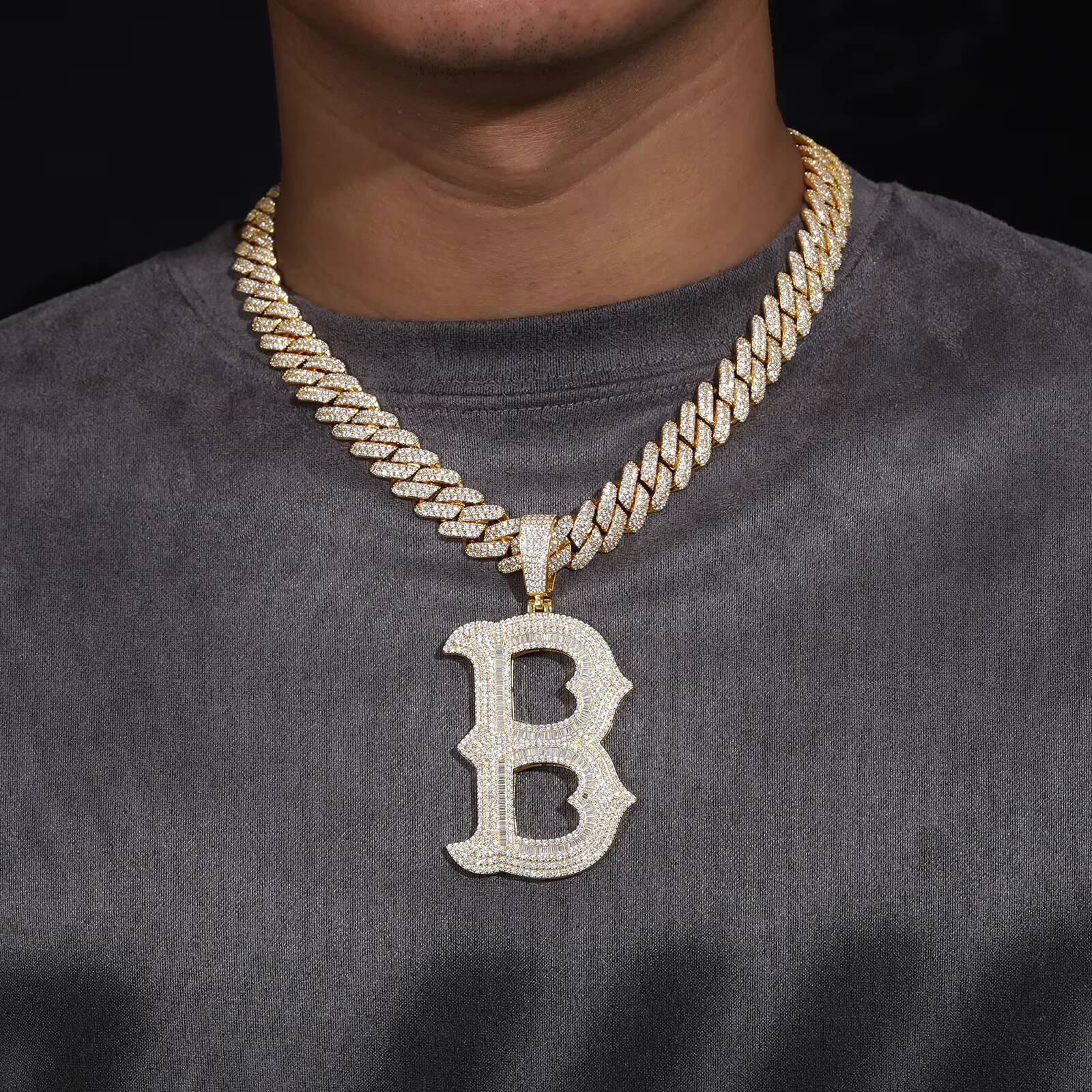 Big Size 26 Letters Diamond Pendant Mens Hip Hop Jewelry 925 Sterling Silver VVS Baguette Moissanite Iced Out Initial Pendant
