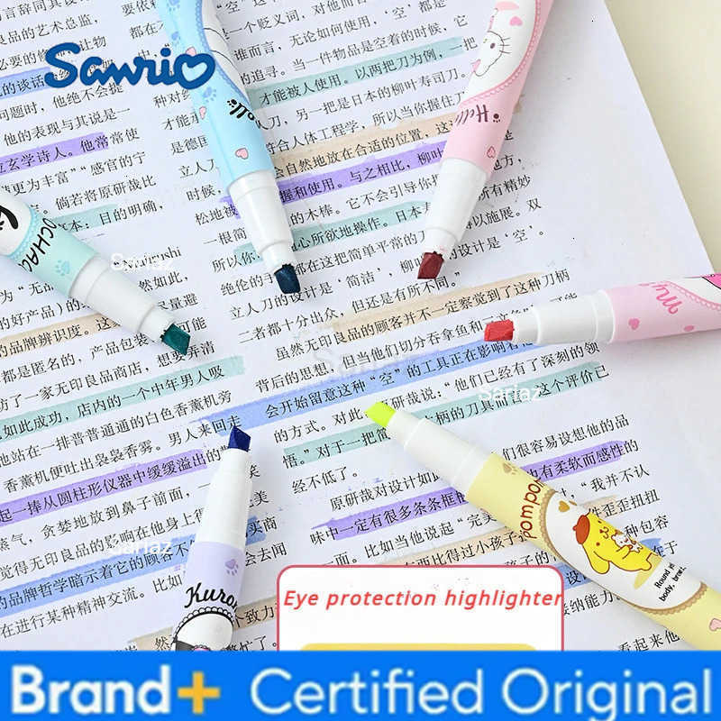 Sanrio color highlighter cute cartoon Kuromi My Melody Hello Kitty eye protection color marker pen student painting graffiti pen H2512311