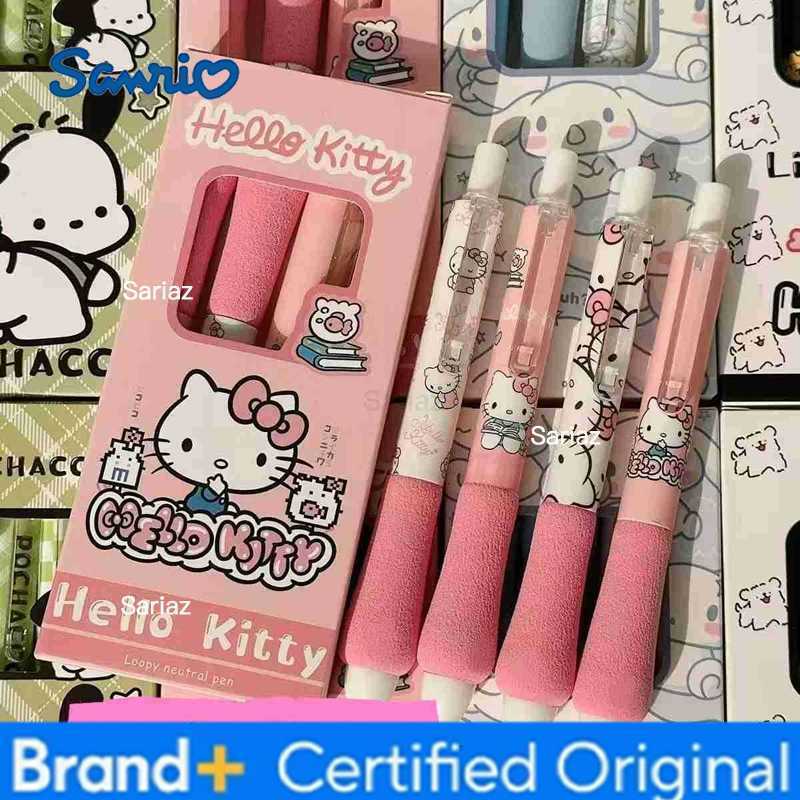 Sanrio Hello Kitty 4pcs Series Gel Pen 055mm Refill Y2k Cinnamoroll Kuromi MelodyCartoon Press Pen Black Stationery Supplies kawaii H251231
