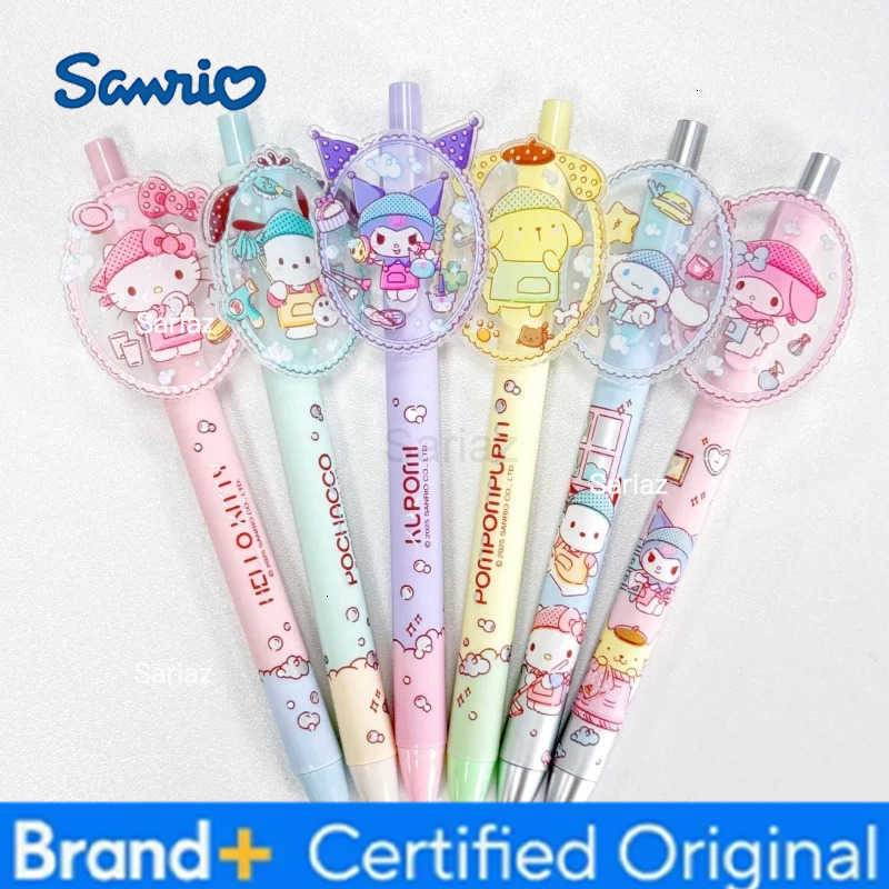 Sanrio 12pcs/lot Kitty Melody Kuromi Gel Pen Cute Pochacco 05mm Black Ink Neutral Pens Promotional Gift Office School Supplies H25123111