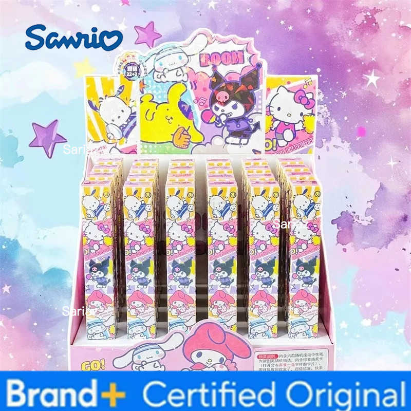 Sanrio 24pcs/lot Kuromi Melody Cinnamoroll Kitty Gel Pen Cute Pochacco 05mm Black Ink Press Signature Pens School Supplies H251231
