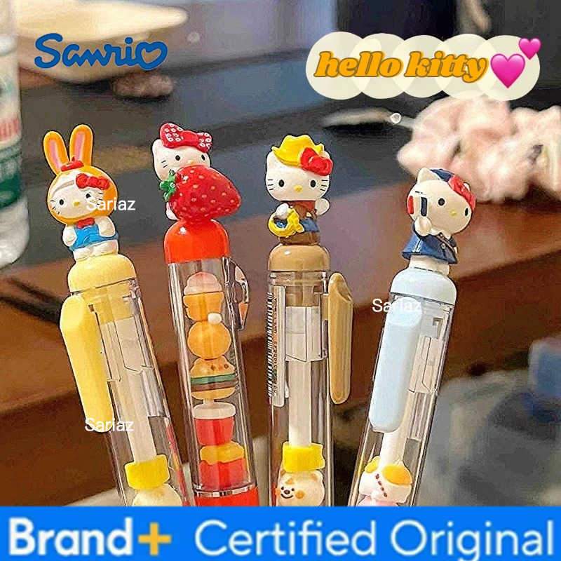 Sanrio Hello Kitty Gel Pen Cartoon Kitty Diy Bead Charm Pen 05mm Black Ink Writing Pens Student Office Supply Replaceable Core H251231