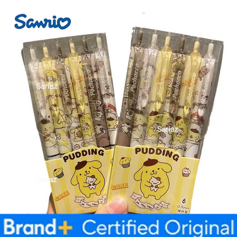 Sanrio Hello Kitty 6pcs Series Gel Pen 055mm Refill Y2k Cinnamoroll Kuromi MelodyCartoon Press Pen Black Stationery Supplies H2512311