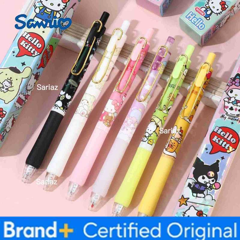 Sanrio 24pcs Littletwinstars Hello Kitty Press Gel Pen Cute 05mm Black Ink Press Pens School Supplies Stationery ChildS Gift H251231