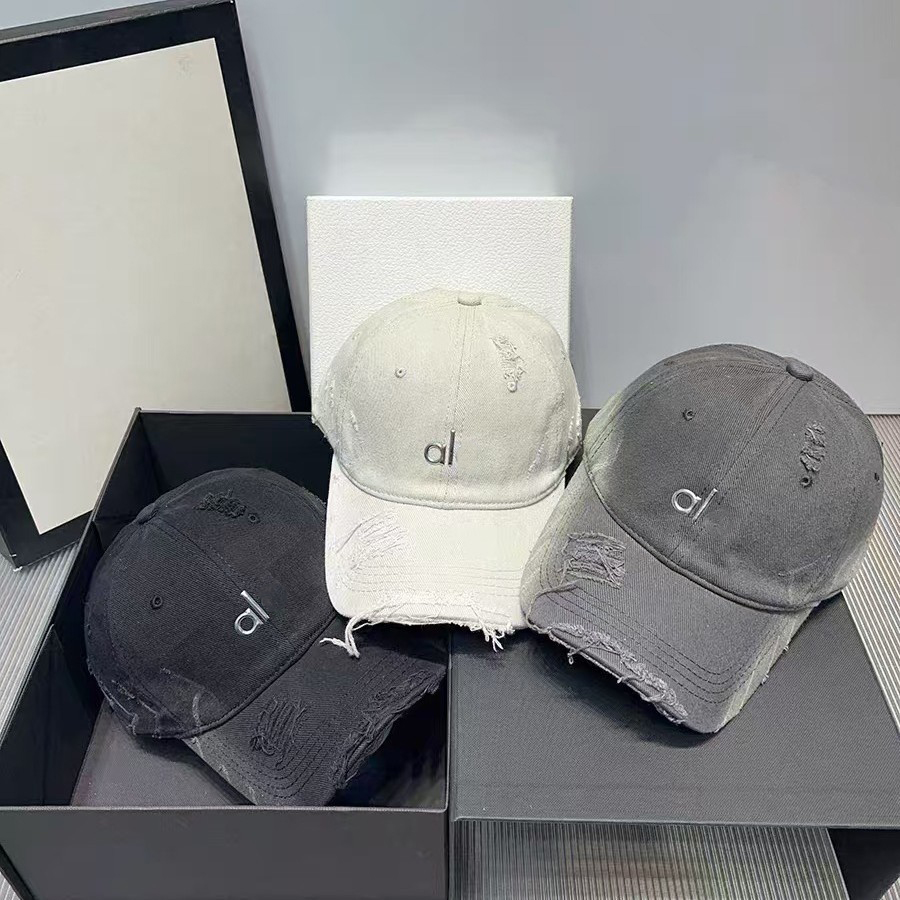 Designer Distressed Ripped Washed Denim Baseball Cap Unisex Everyday Casual Embroidered Multi-Color Streetwear Chic Headwear