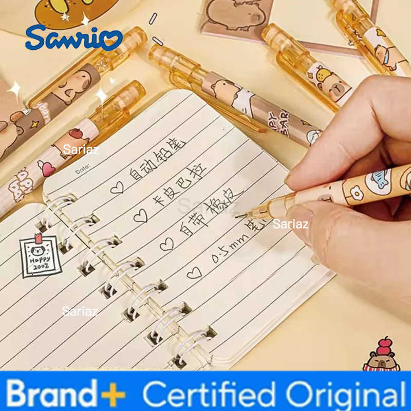 Sanrio 6Pcs/Set Cute Mechanical Pencils 05mm 2B Capybara Cartoon Auto Pencil with Eraser for Kids Students School Writing Supplies H251231