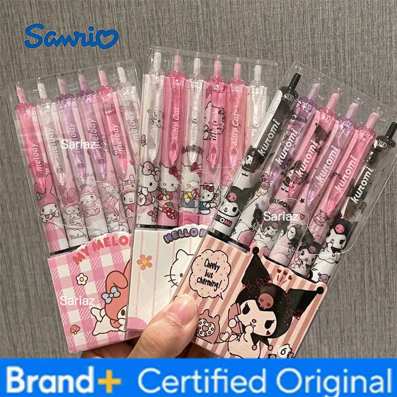 Sanrio Hello Kitty 6pcs Series Gel Pen 055mm Refill Y2k Cinnamoroll Kuromi MelodyCartoon Press Pen Black Stationery Supplies H2512311