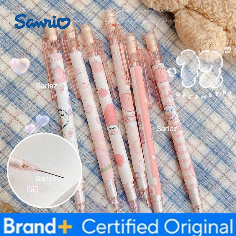 Sanrio Cute Peach Dinosaur Mechanical Pencils with Refill Leads Erasers Kawaii Automatic Pencils Korean Stationery for School Office H251231