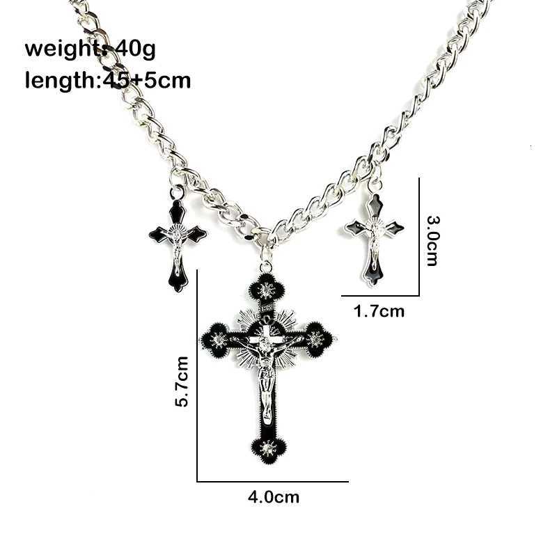 Fashion Gothic Pink Cross Necklace For Women Charm Y2K Red White Rhinestone Metal Choker Chain Trendy Unique Jewelry Gifts C251231