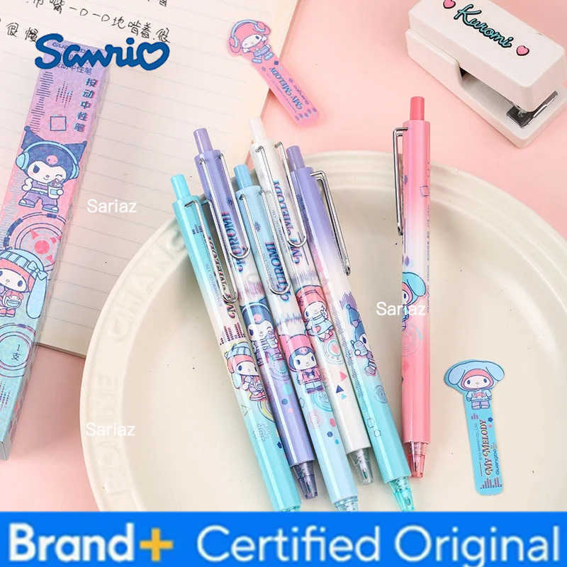 Sanrio 12pcs/lot Kuromi Melody Press Gel Pen Cute 05mm Black Ink Press Signature Pens School Supplies H2512311