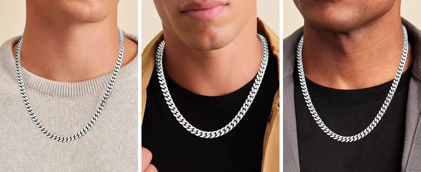 8mm 18K gold Cuban Link Chain Men Women Hip Hop Jewelry Gift Miami Cuban Necklace