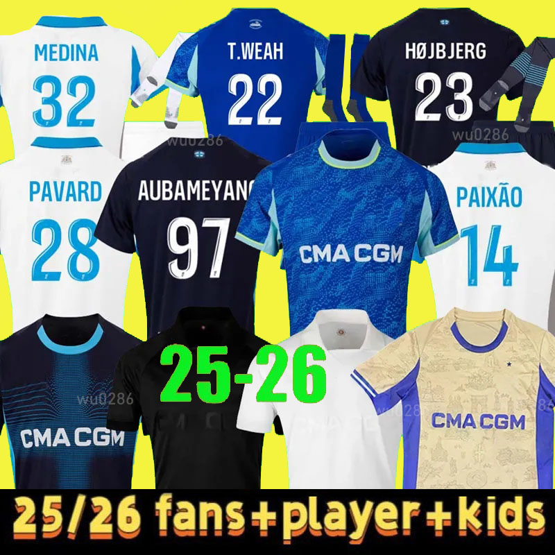 25/26 GREENWOOD maillot de foot MarseilleeS soccer jerseys 2026 OM 125th GOUIRI RABIOT LUIS HENRIQUE MAUPAY ROWE HOJBJERG RULLI men kids kit set football shirts
