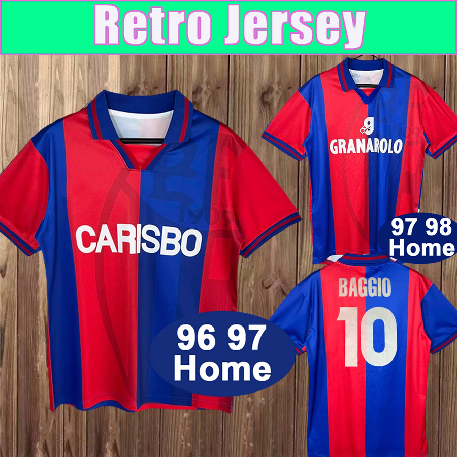 1996 1997 1998 boLOgnA Mens Retro Soccer Jersey BAGGIO TORRISI Home Red Blue Football Shirt Short Sleeve Vintage Adult Uniforms
