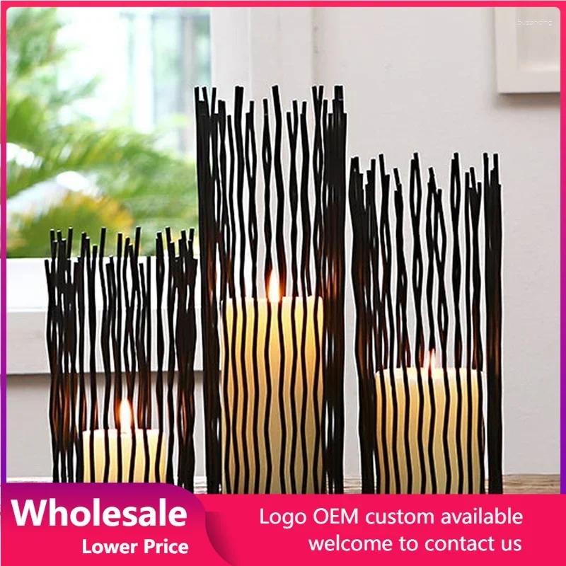 Candle Holders Candlestick Decoration Iron Stand Black Holder Romantic Wedding Dinner Candelabrum Candelabra H260310