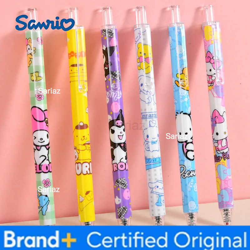Sanrio 6pcs/12pcs Kuromi Melody Gel Pens For Writing Cute 05mm Black Ink Neutral Pen Promotional Gift Office School Supplies H251231