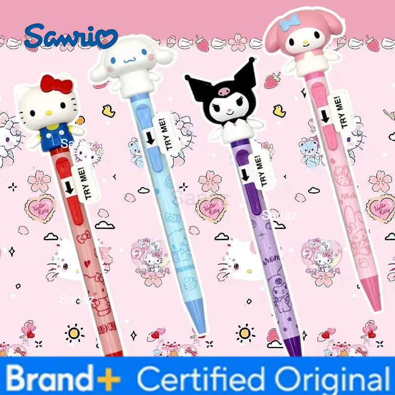 Sanrio Hello Kitty Pen Cartoon Kuromi Cinnamoroll 3D Big Head Doll Ballpoint Pen Arms Can Move Children Students Stationery Gift H251231