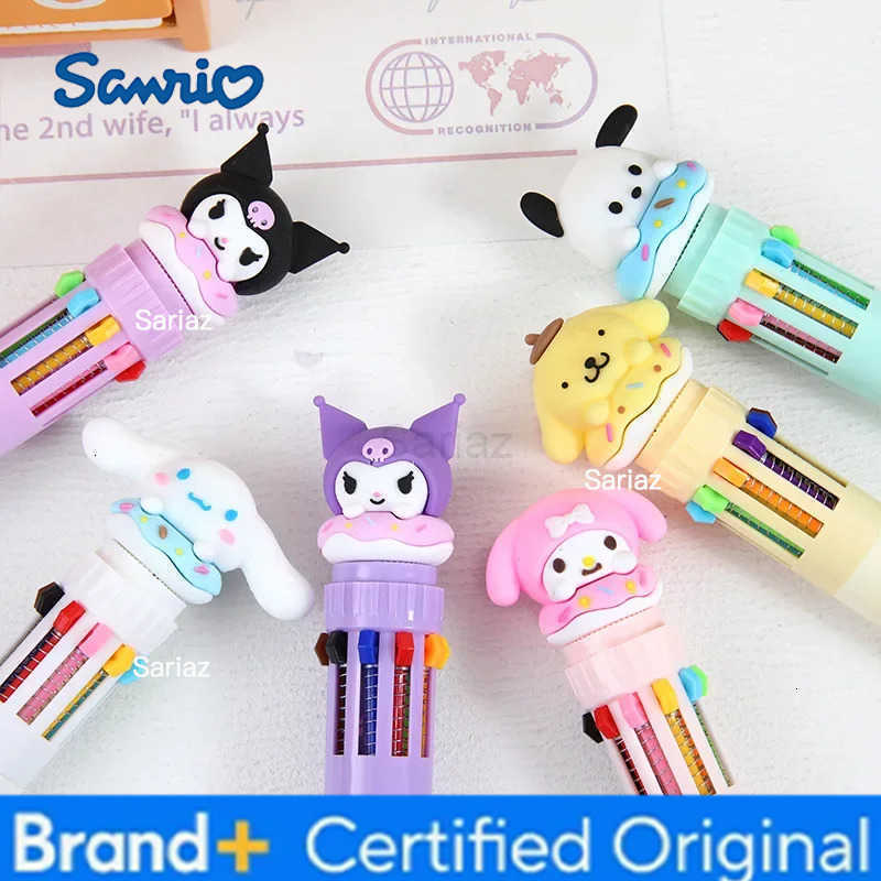 Sanrio Cartoon Ballpoint Pen 3pcs Kuromi Hello Kitty Cinnamoroll 10 Color 07 School Student Stationery Draw Wrirte Mark Pen H251231